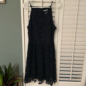 Fun Flirty Crochet Dress - Navy